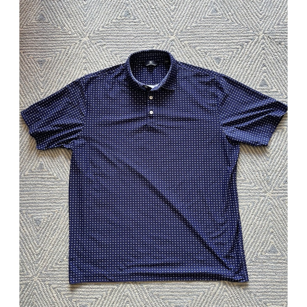Hart Schaffner Marx Poly/Spandex Polo Shirt - Blue w/ Circle Design - Large - Picture 1 of 4